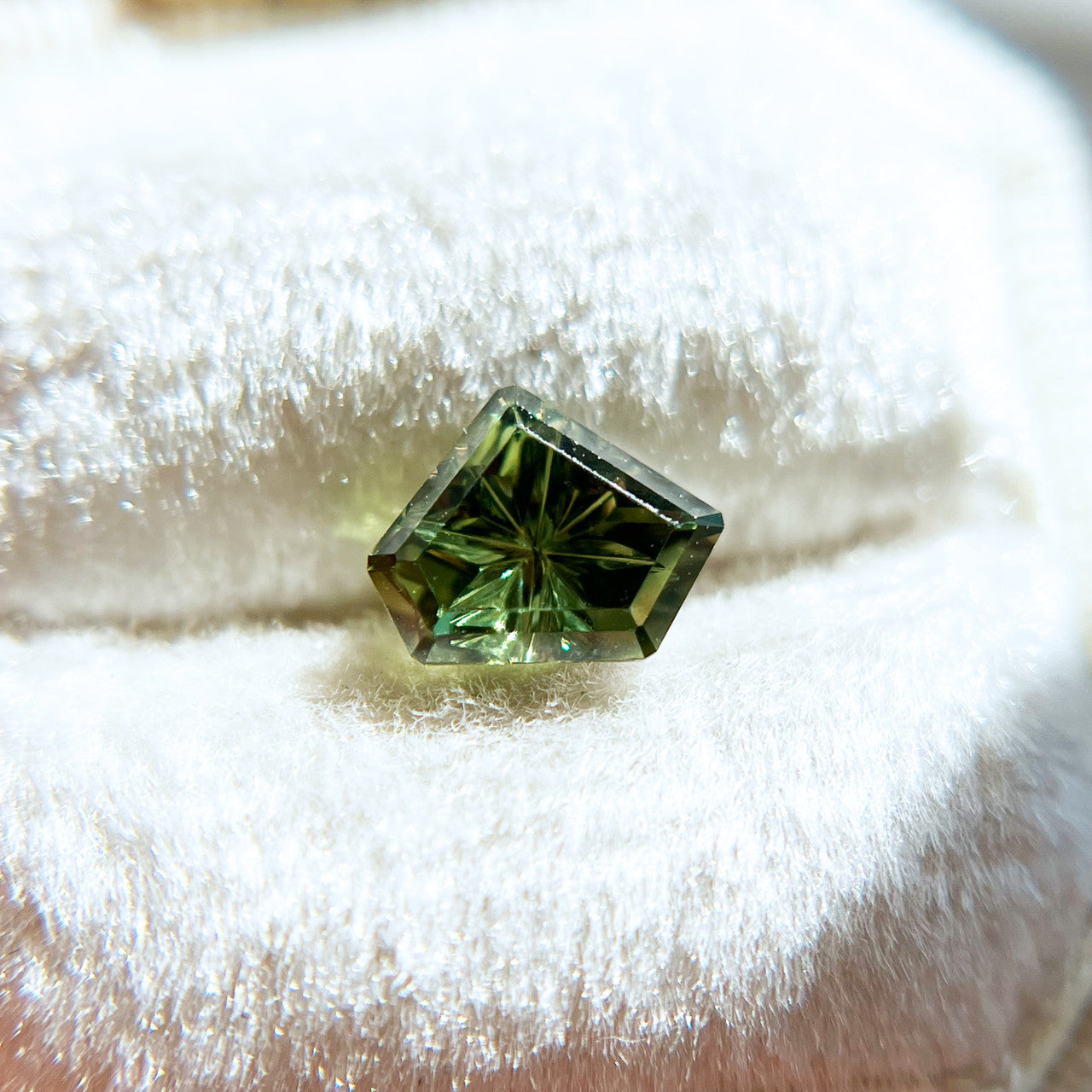 Green Lime Freeform Australian Sapphire StarBrite™ Cut by John Dyer