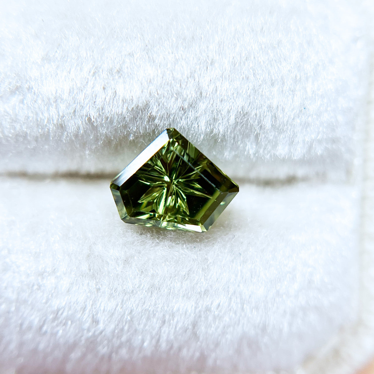 Green Lime Freeform Australian Sapphire StarBrite™ Cut by John Dyer
