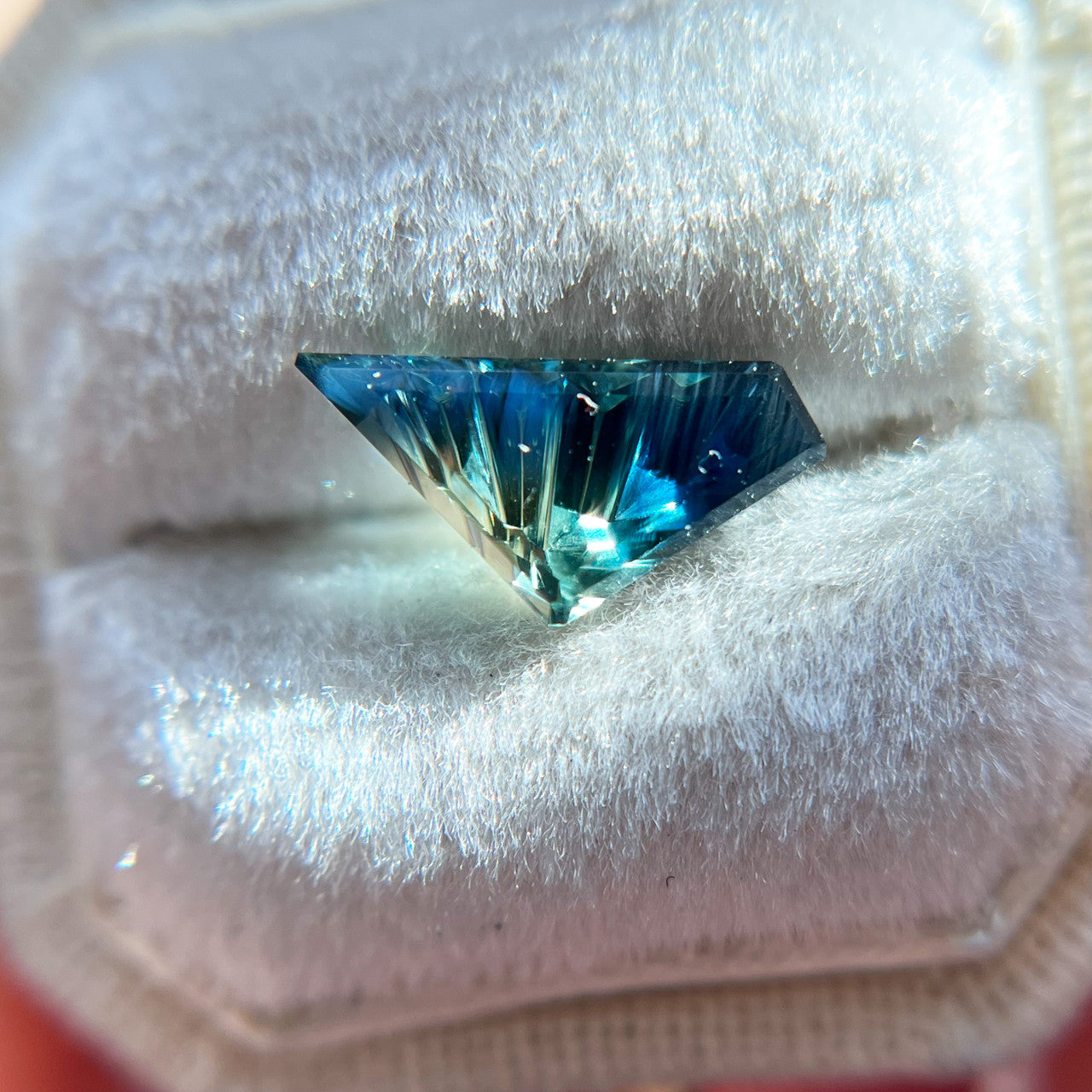 Elysian Wing Sapphire - Parti Color Teal Green Lime Australian Sapphire, Dreamscape™ Cut by John Dyer