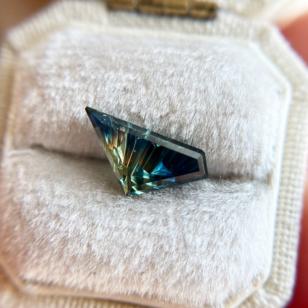 Elysian Wing Sapphire - Parti Color Teal Green Lime Australian Sapphire, Dreamscape™ Cut by John Dyer