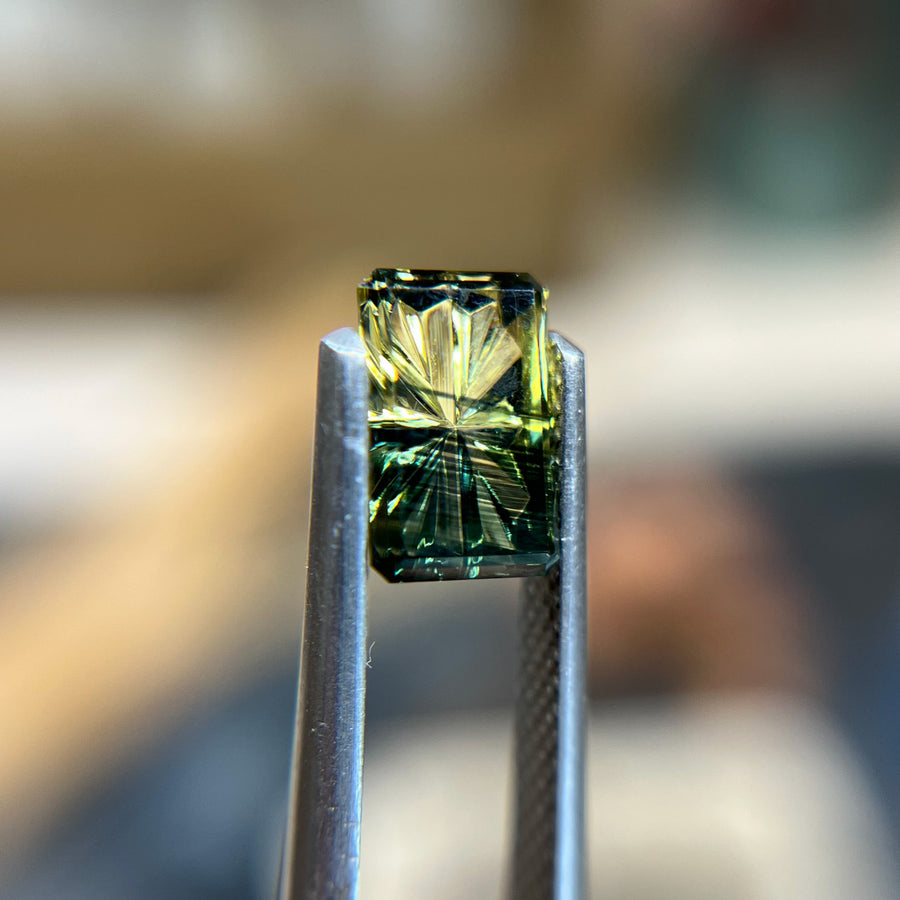 Parti Color Green Teal Australian Sapphire StarBrite™ Cut by John Dyer