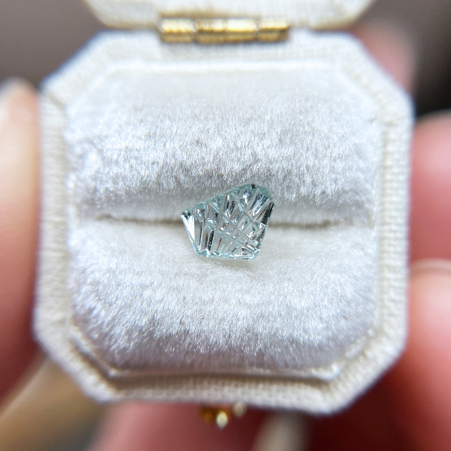 Gossamer Butterfly Wing Pale Blue Montana Sapphire Dreamscape™ Cut by John Dyer