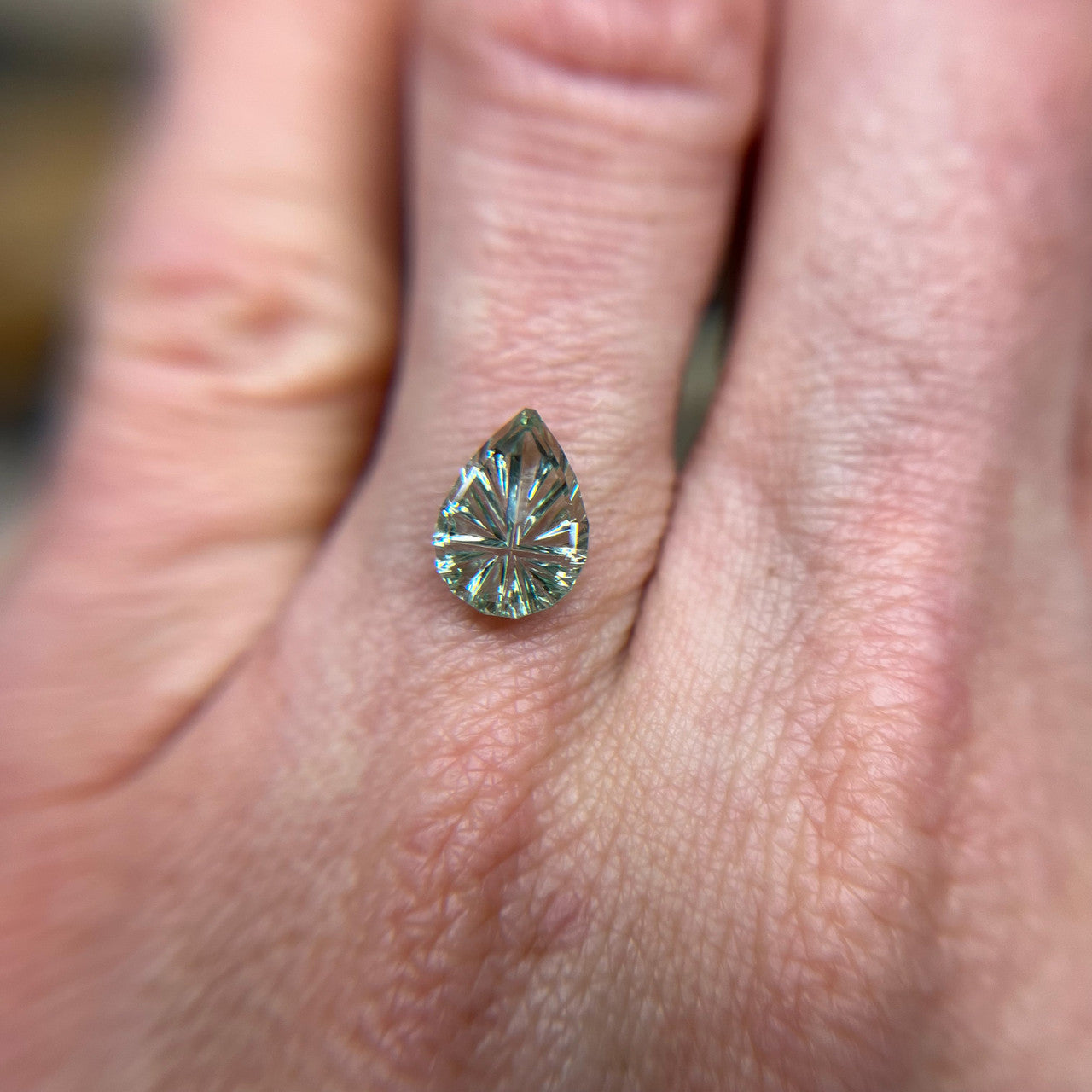 Large Teardrop Blue Green Montana Sapphire StarBrite™ Cut by John Dyer