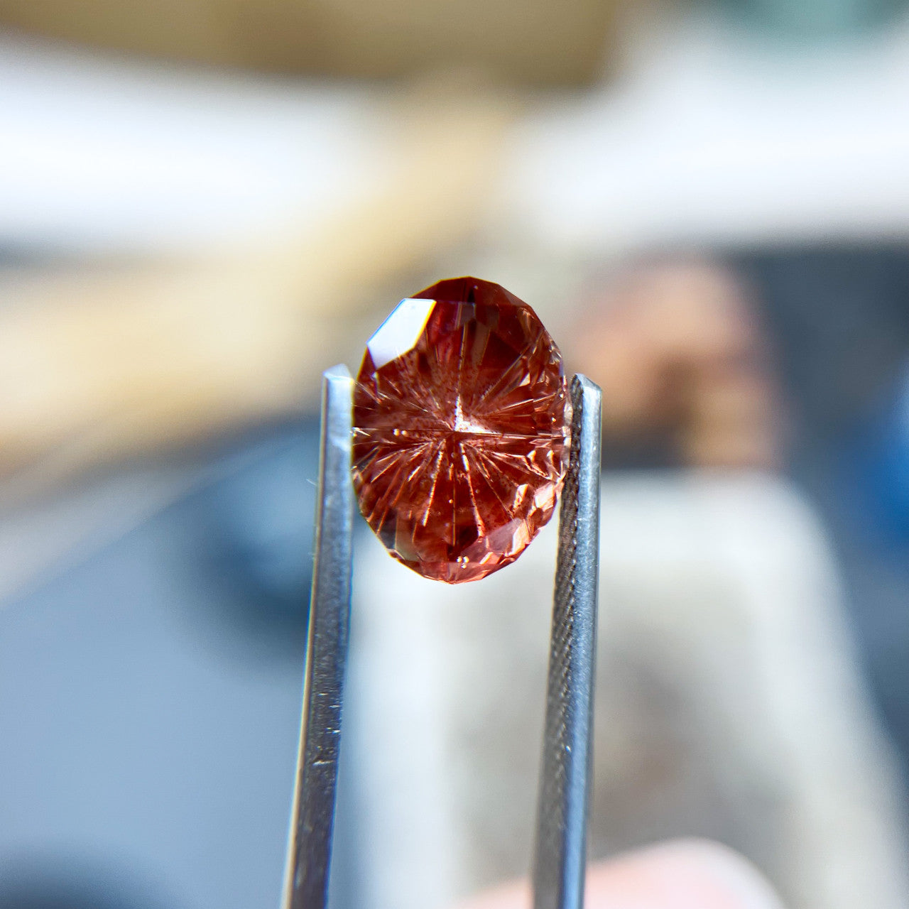 Deep Pink Oregon Sunstone Oval StarBrite™ Cut by John Dyer