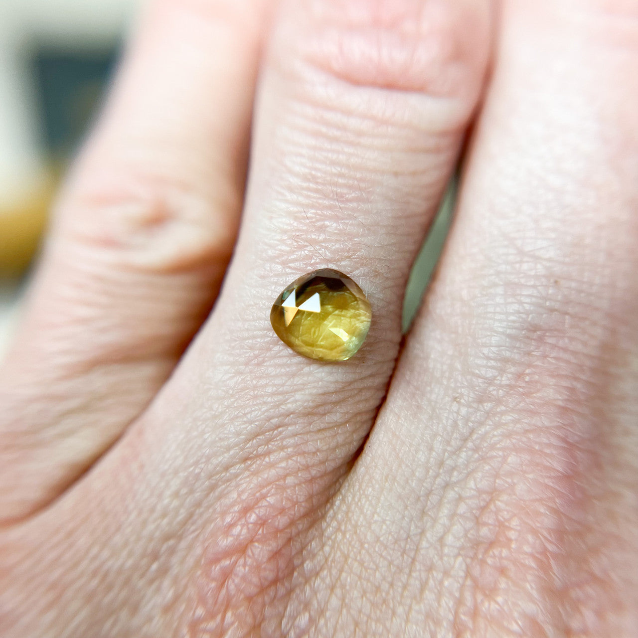 Rose Cut Parti Color Yellow Green Australian Sapphire
