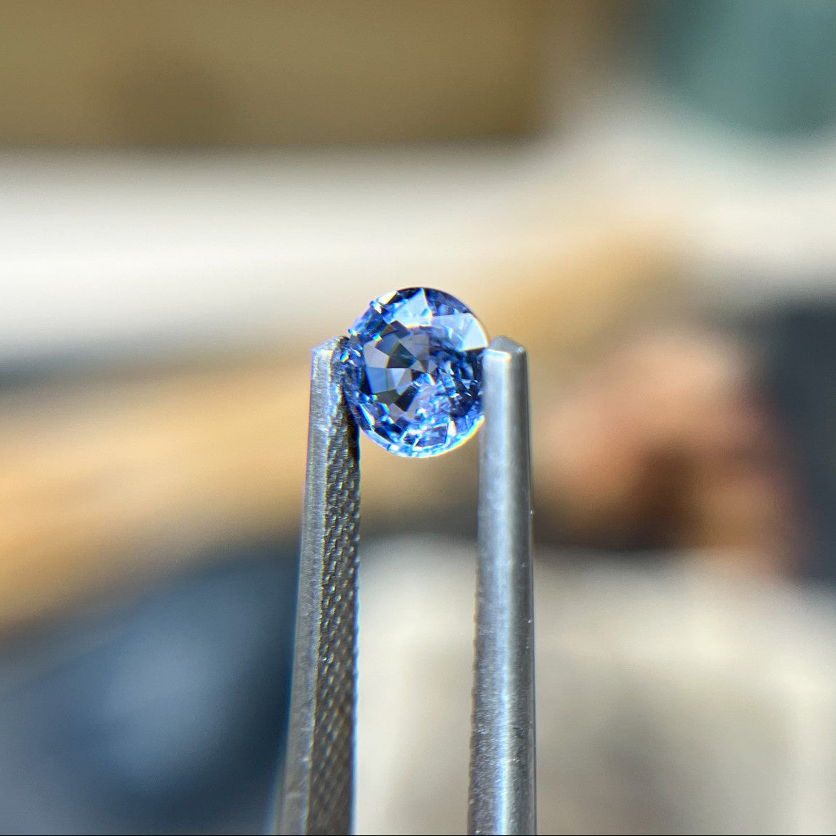 Glowing Light Blue Violet Sapphire