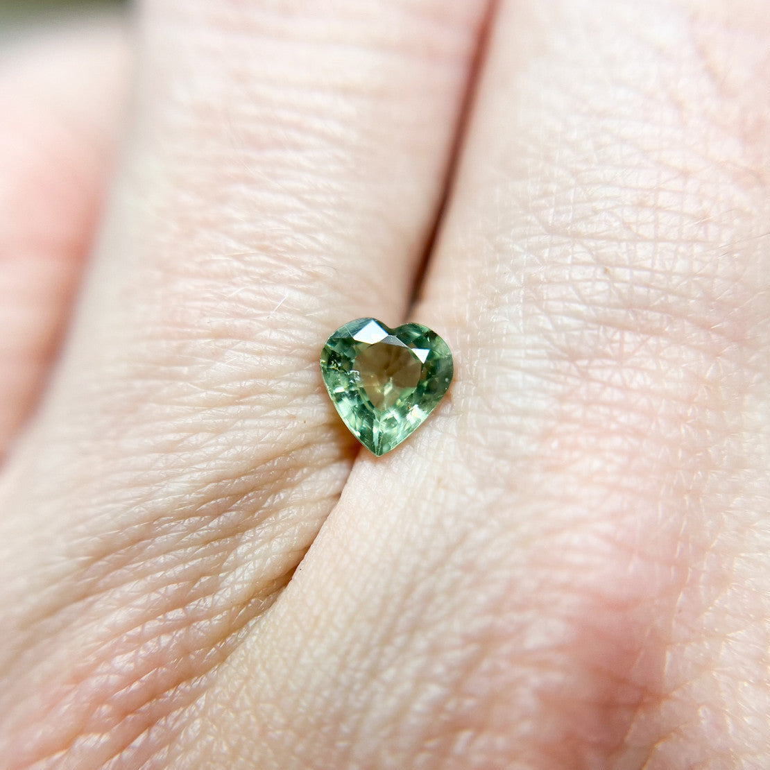 Reclaimed Heart Shaped Green Sapphire