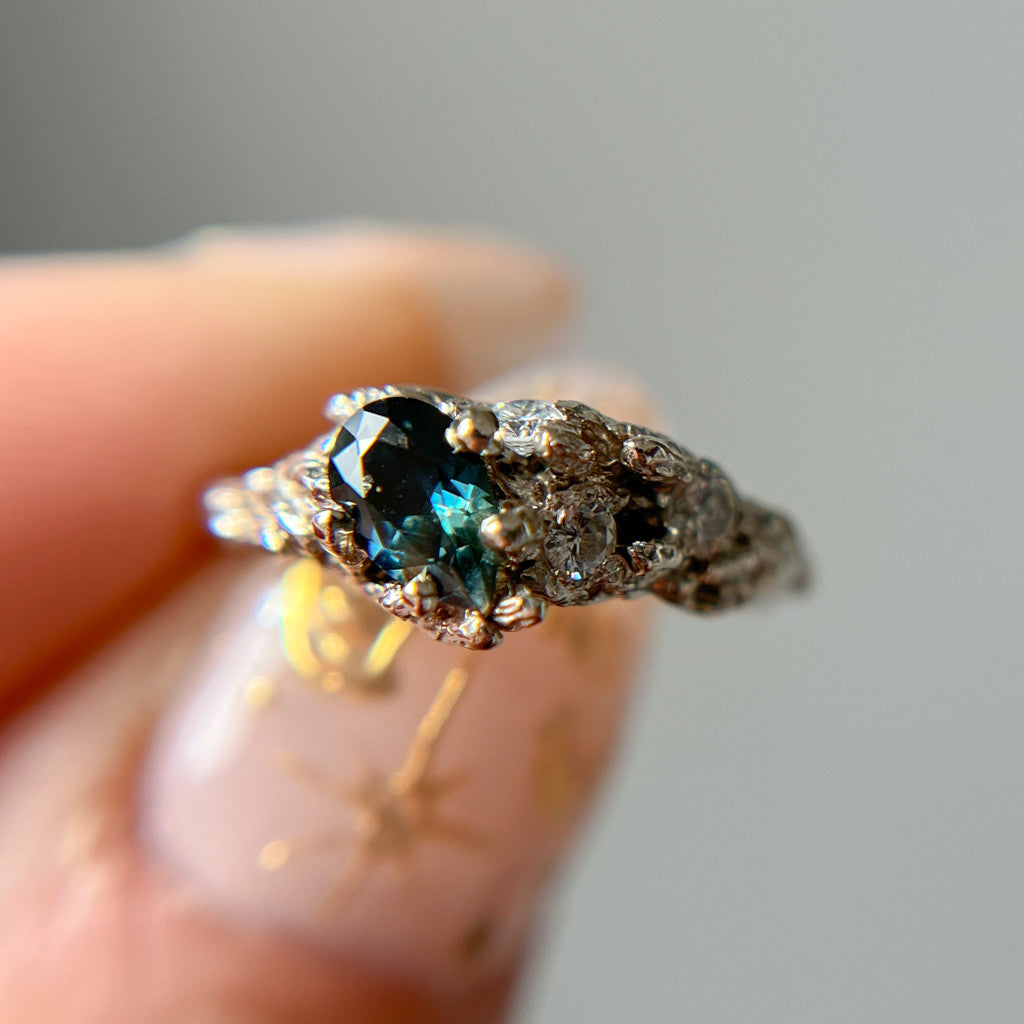 Limited Edition Juniper Teal Sapphire Cluster Ring