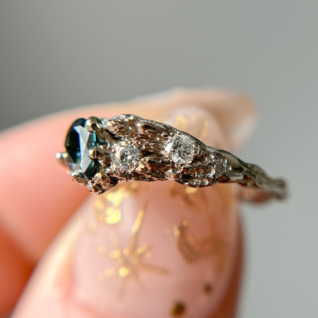 Limited Edition Juniper Teal Sapphire Cluster Ring