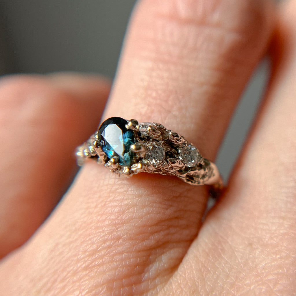 Limited Edition Juniper Teal Sapphire Cluster Ring