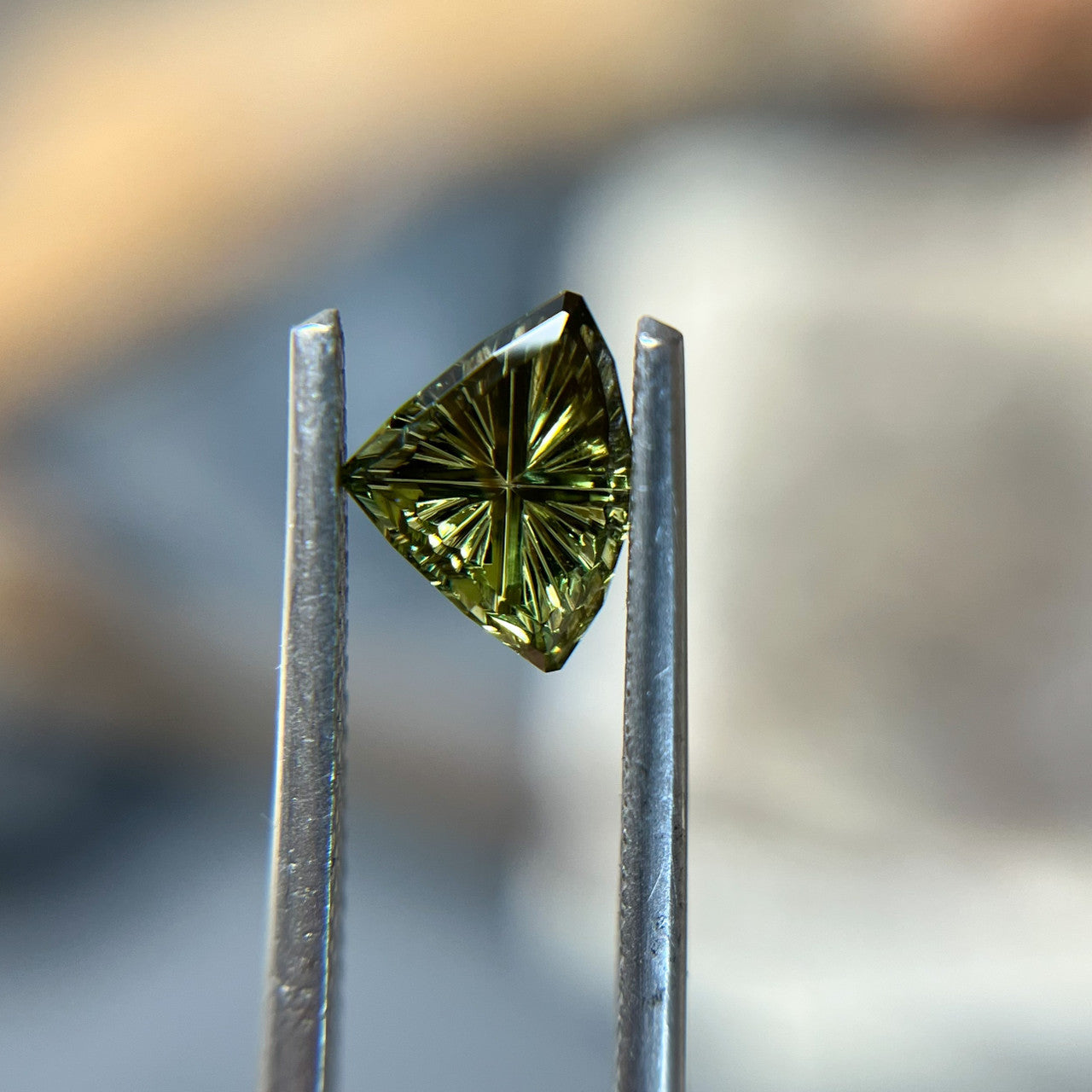 Green Australian Sapphire Triangle Starbrite™ Cut by John Dyer