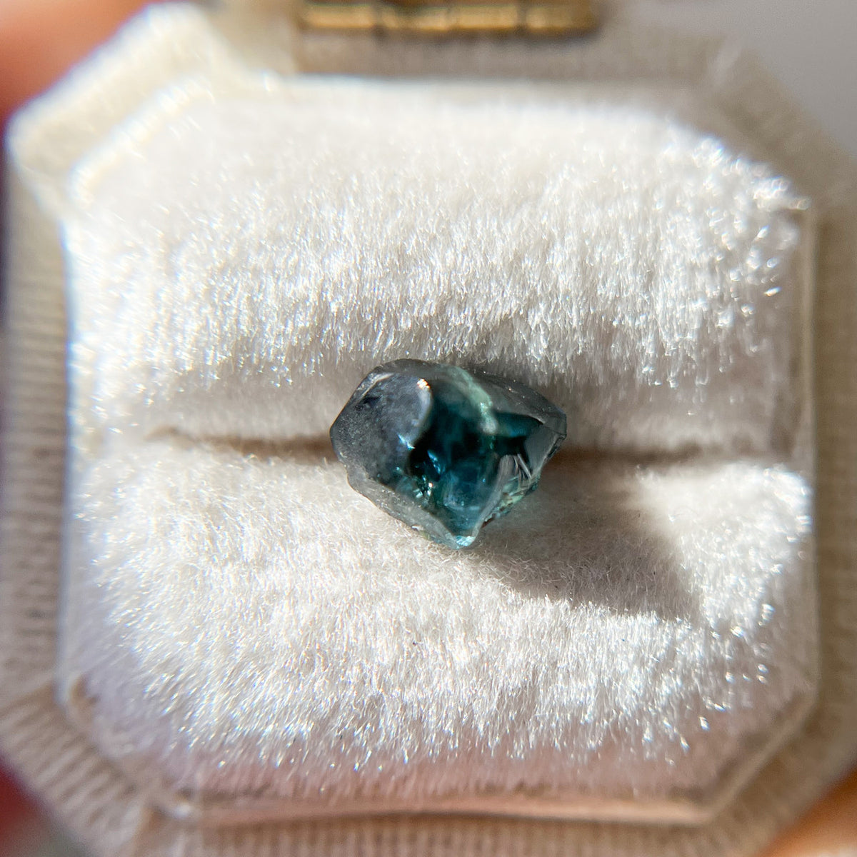 Organically Faceted Bright Teal Blue Sapphire