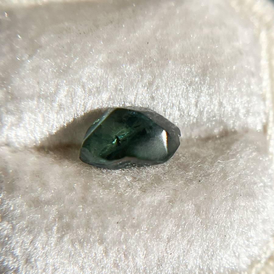 Organically Faceted Parti Color Blue Green Sapphire