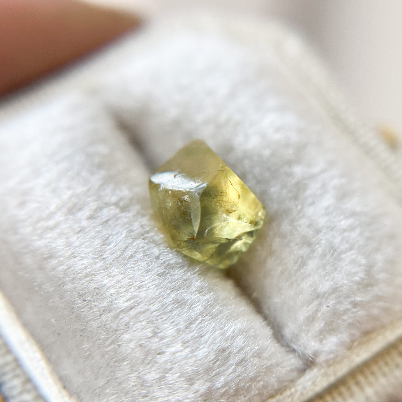 PAYMENTS 1-2 Woodland Solitaire with Organically Faceted Yellow Green Sapphire
