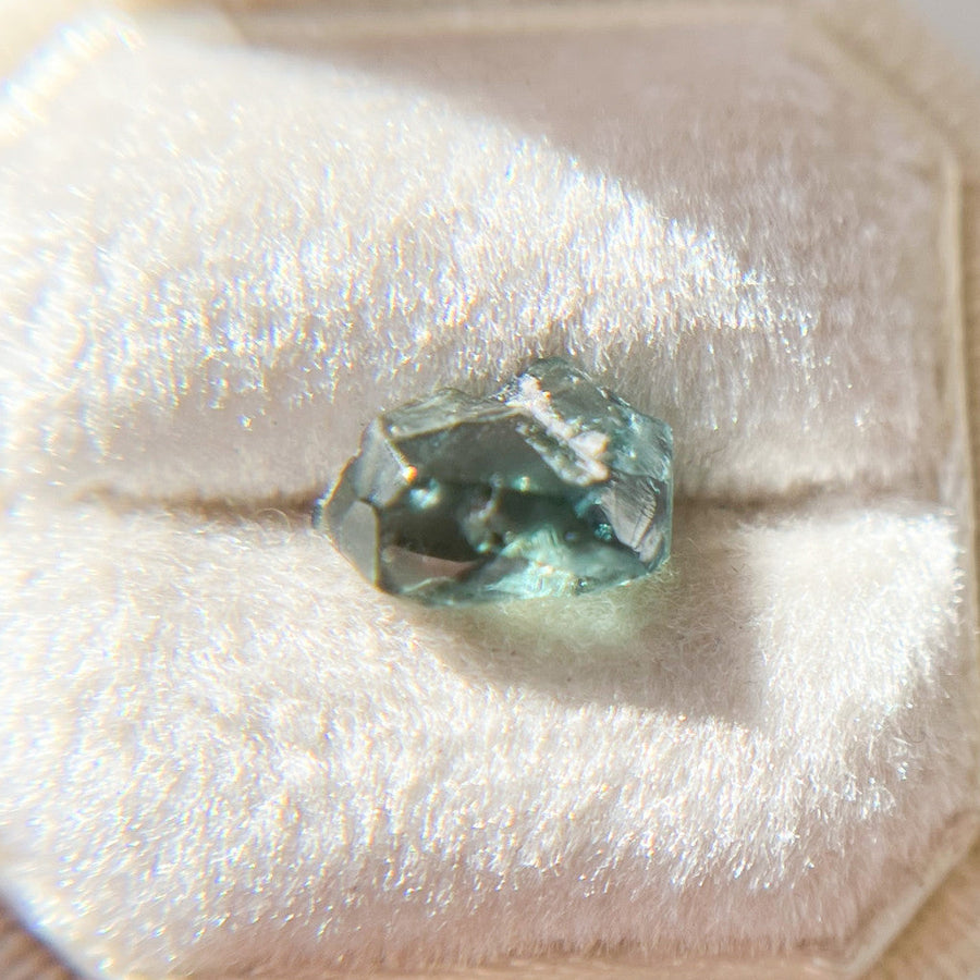 Organically Faceted Teal Blue Sapphire