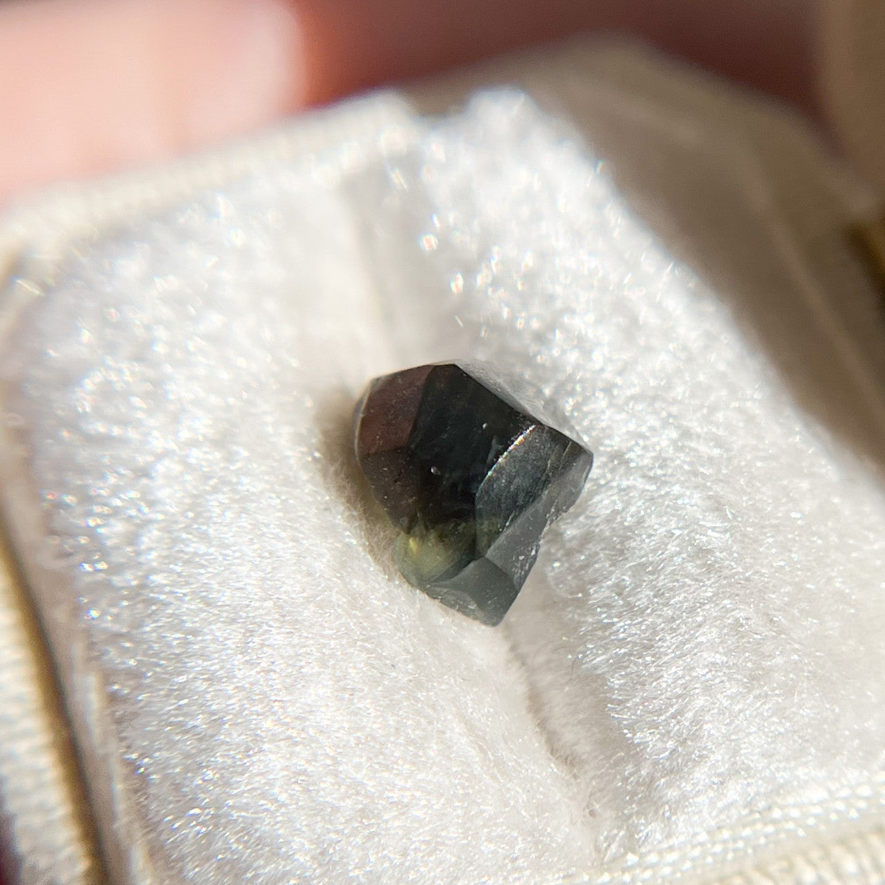 Organically Faceted Deep Teal Green Sapphire