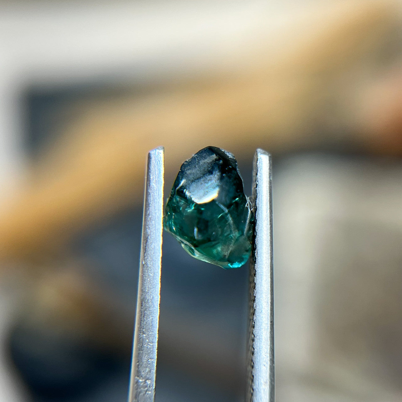 Organically Faceted Bright Teal Blue Sapphire