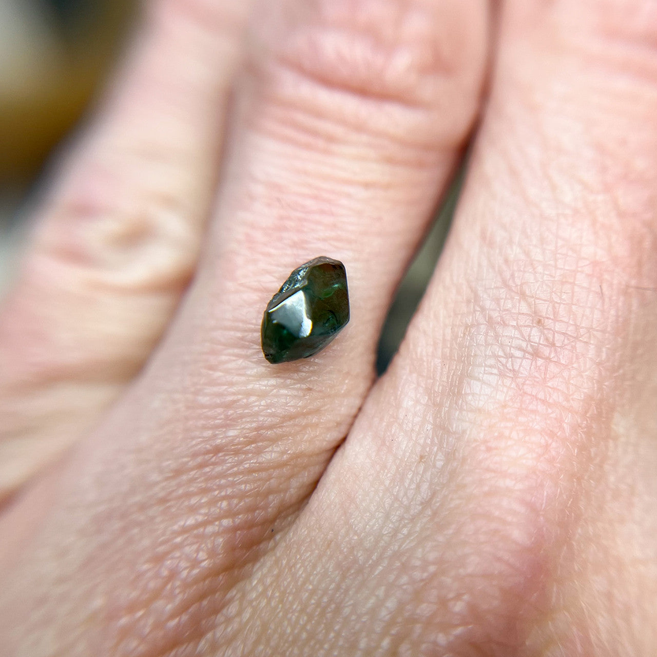 Organically Faceted Parti Color Blue Green Sapphire