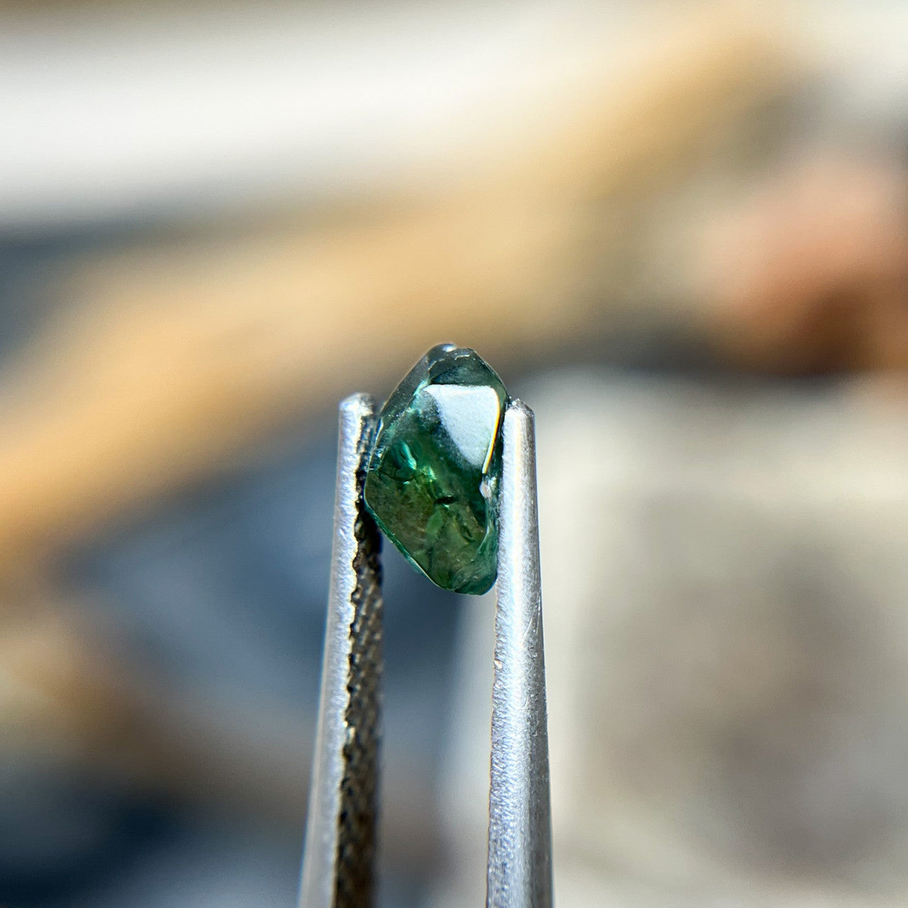 Organically Faceted Parti Color Blue Green Sapphire