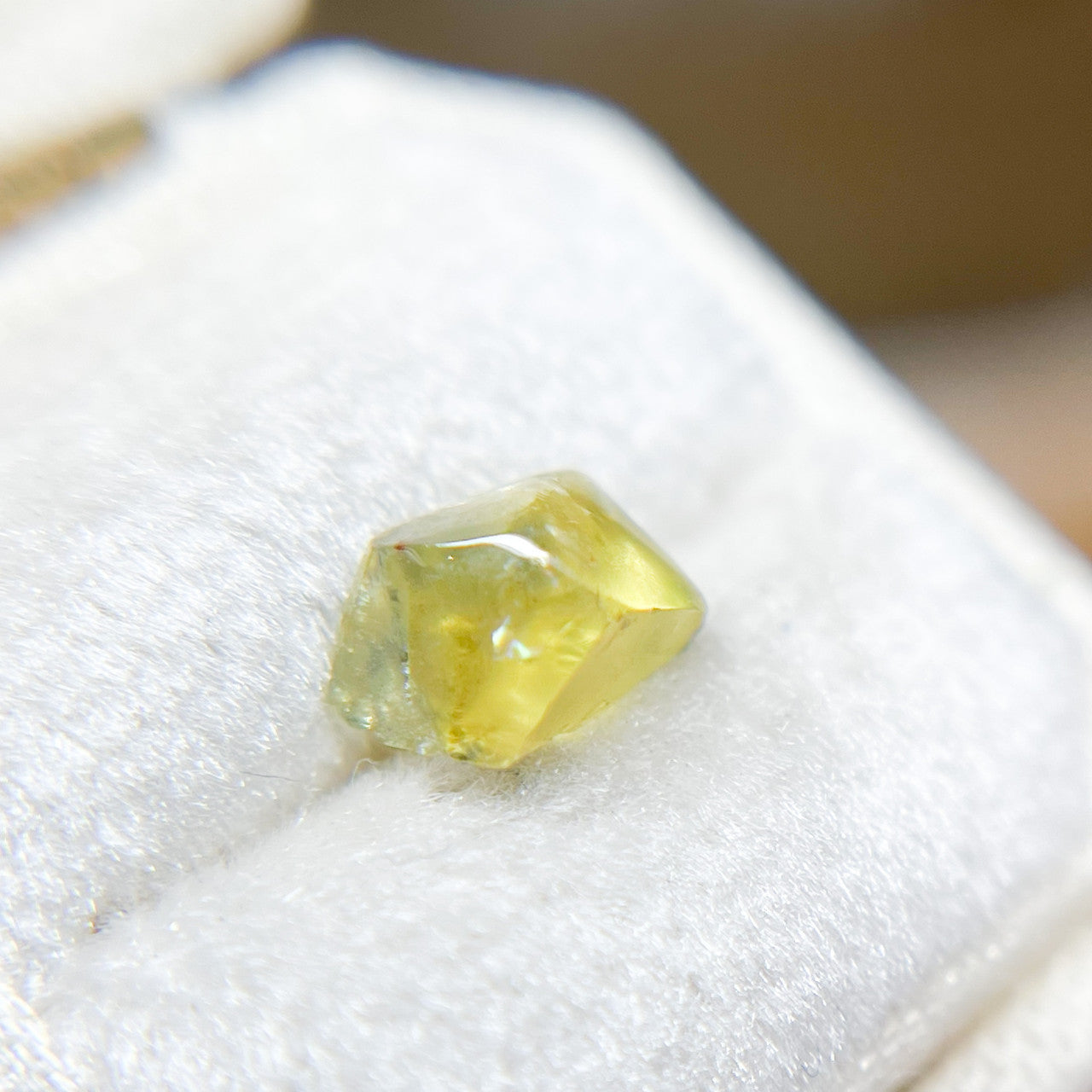 PAYMENTS 1-2 Woodland Solitaire with Organically Faceted Yellow Green Sapphire