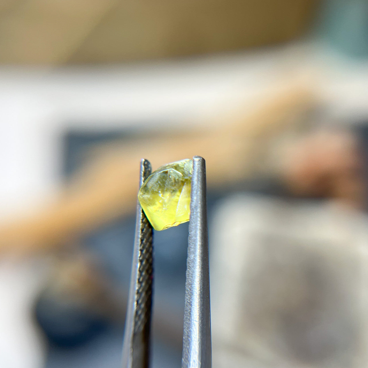 Organically Faceted Yellow Green Sapphire