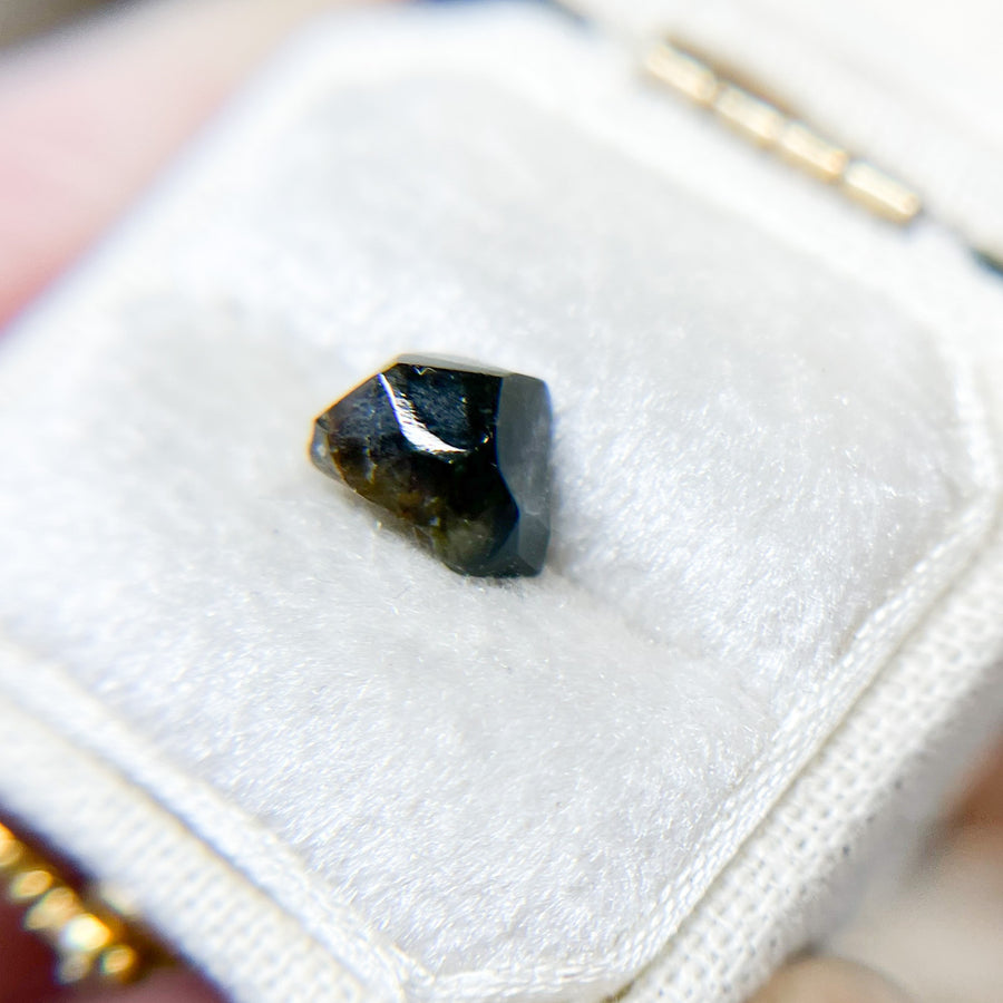 Organically Faceted Deep Teal Green Sapphire