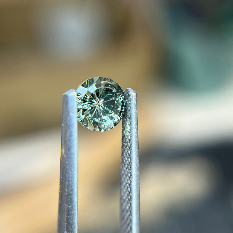 Green Teal Round Montana Sapphire Starbrite™ Cut by John Dyer