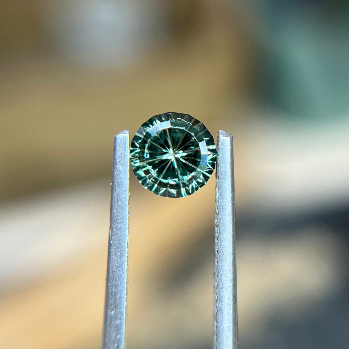 Green Teal Round Montana Sapphire Starbrite™ Cut by John Dyer