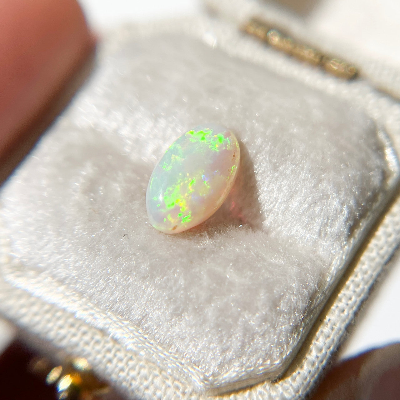 White Australian Elongated Oval Opal
