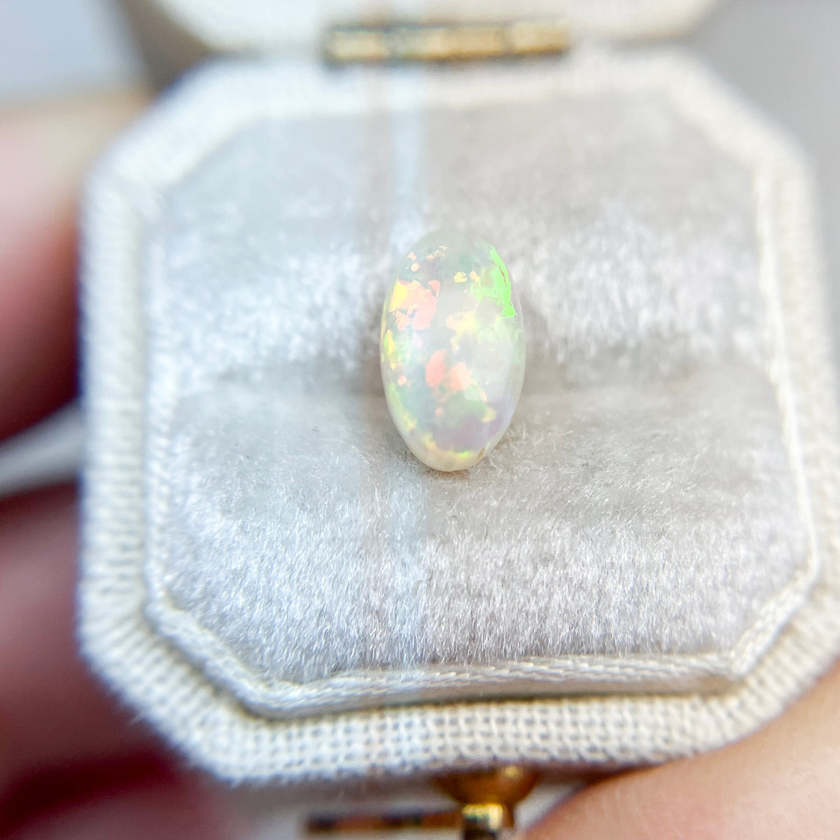 White Australian Elongated Oval Opal