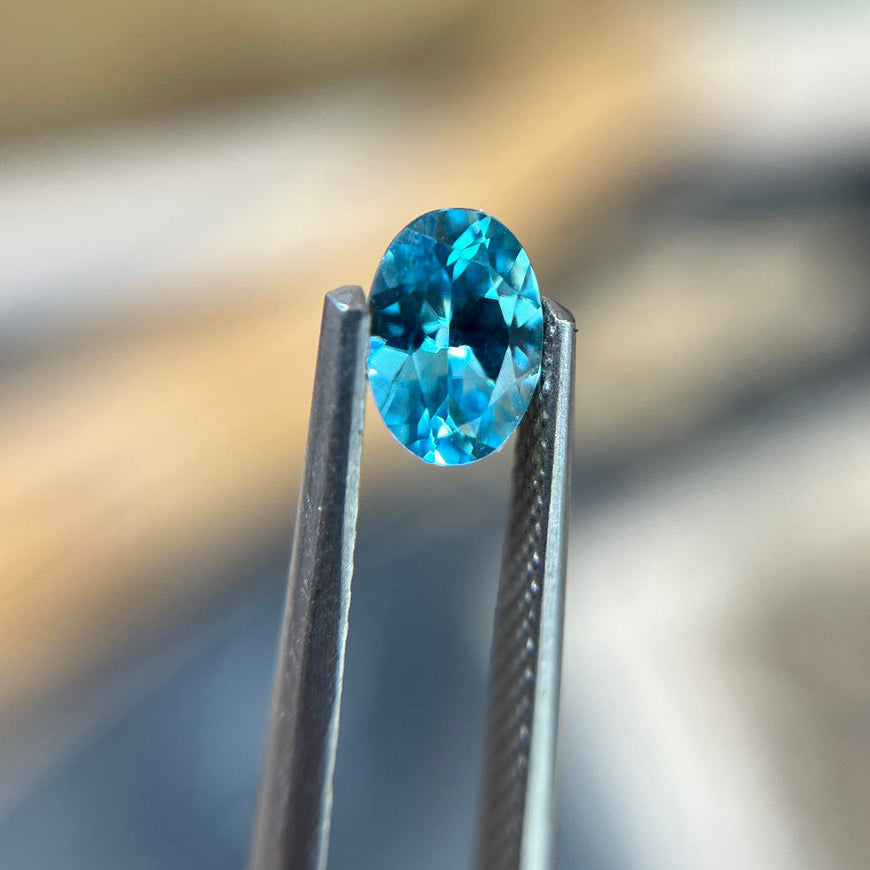 Vibrant Blue Oval Zircon
