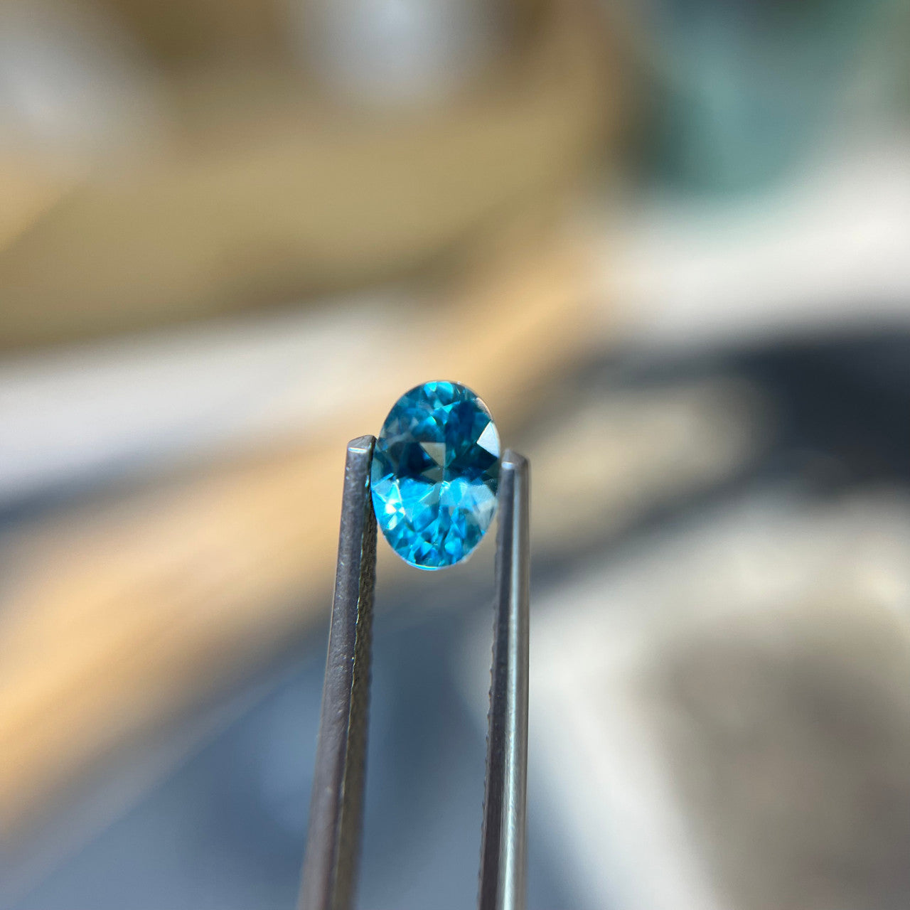 Vibrant Blue Oval Zircon