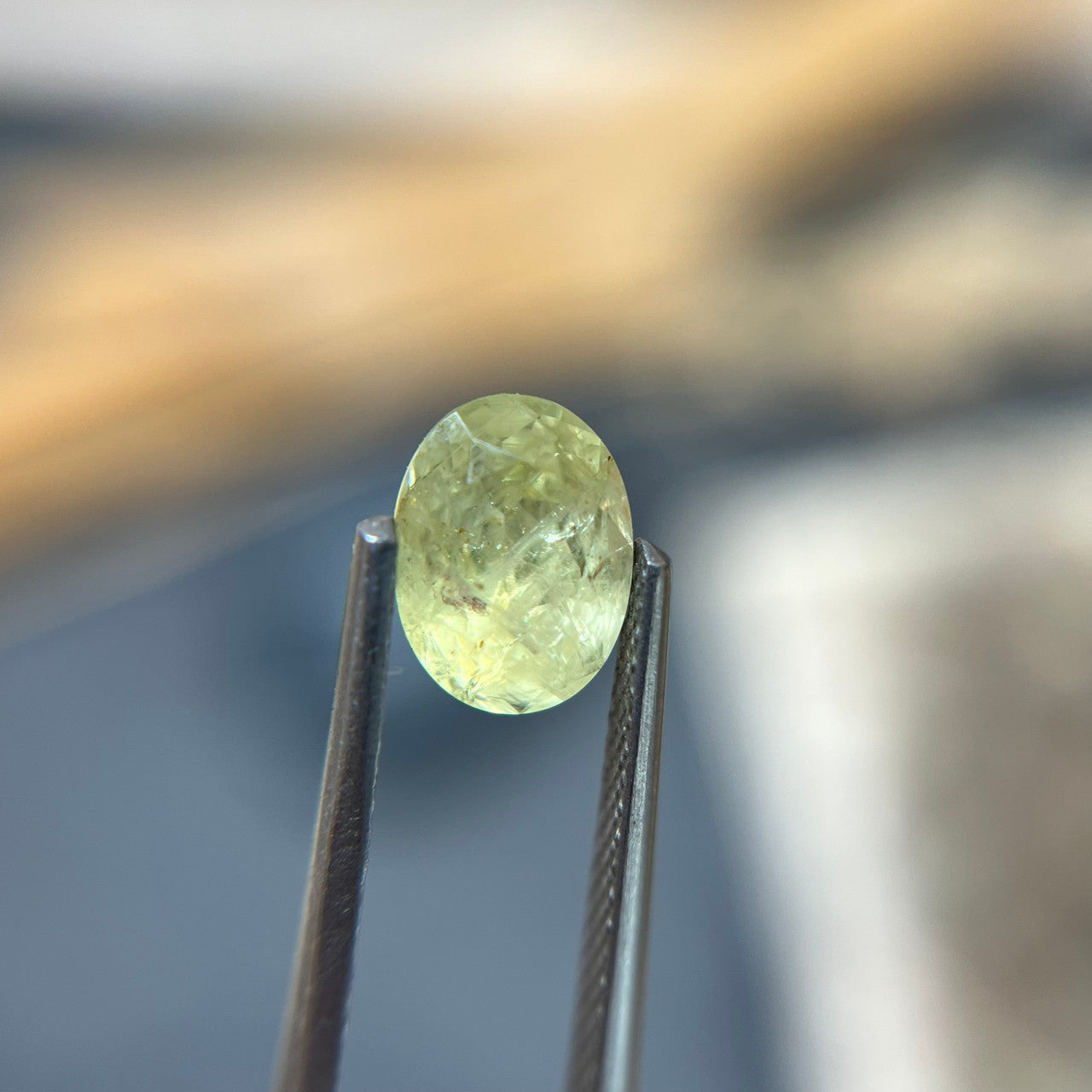 Light Yellow Green Oval Montana Sapphire
