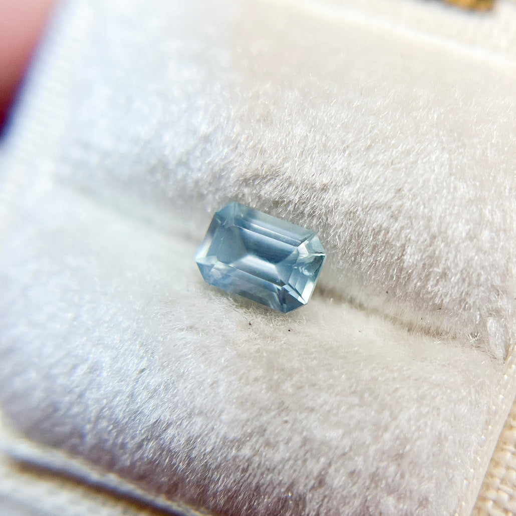 Opalescent Teal Blue Emerald Cut Montana Sapphire