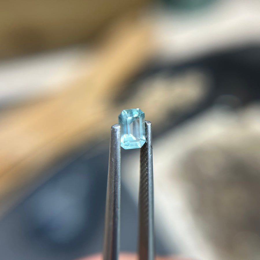 Opalescent Teal Blue Emerald Cut Montana Sapphire