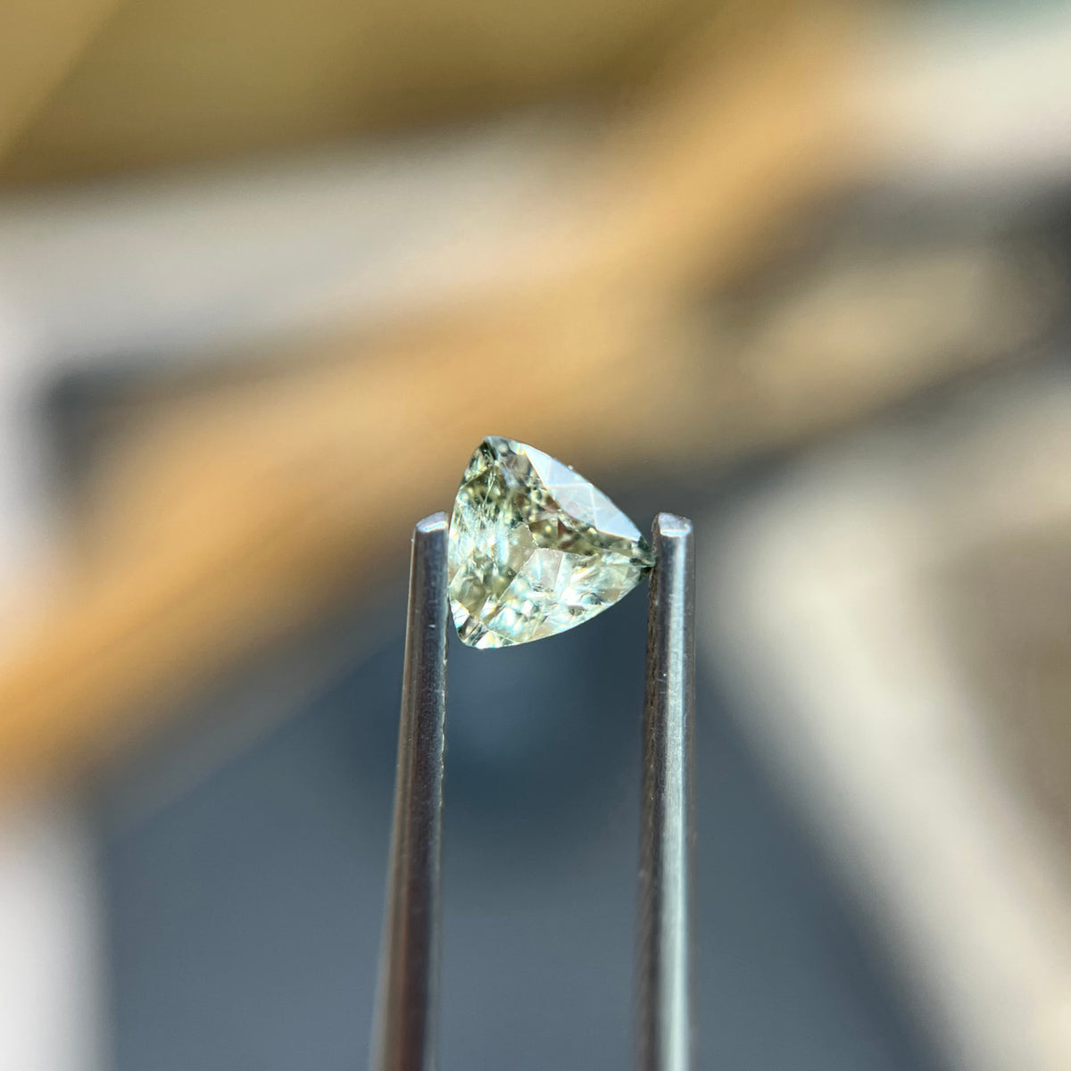 Pale Green Trillion Cut Montana Sapphire
