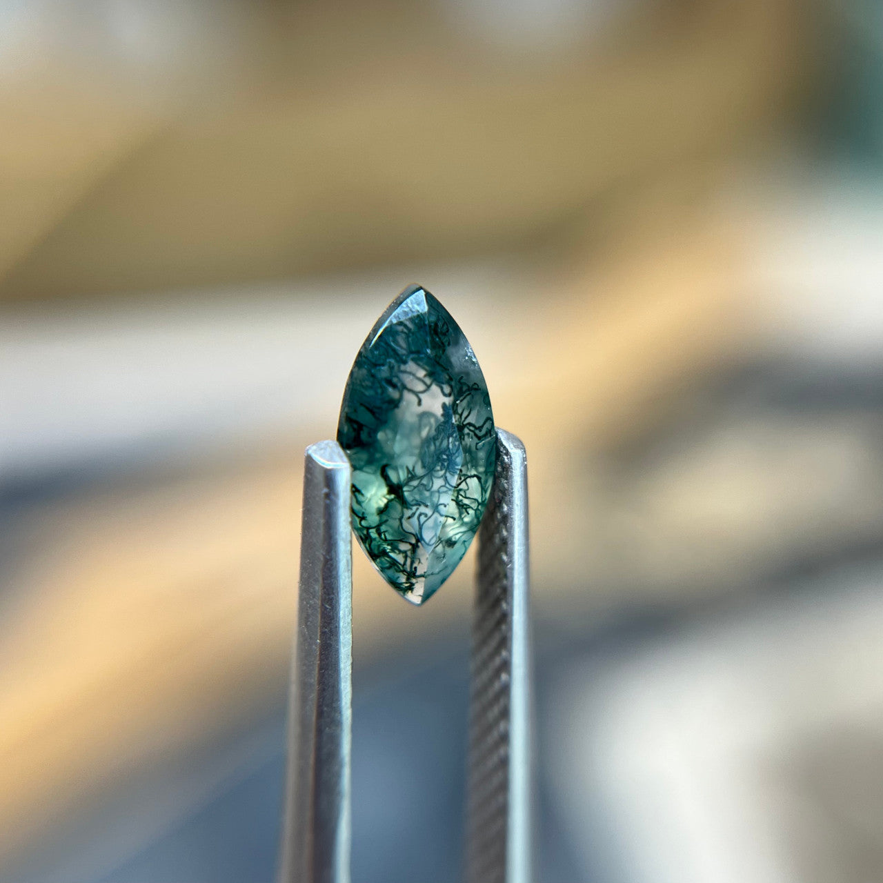 Marquise Cut Moss Agate