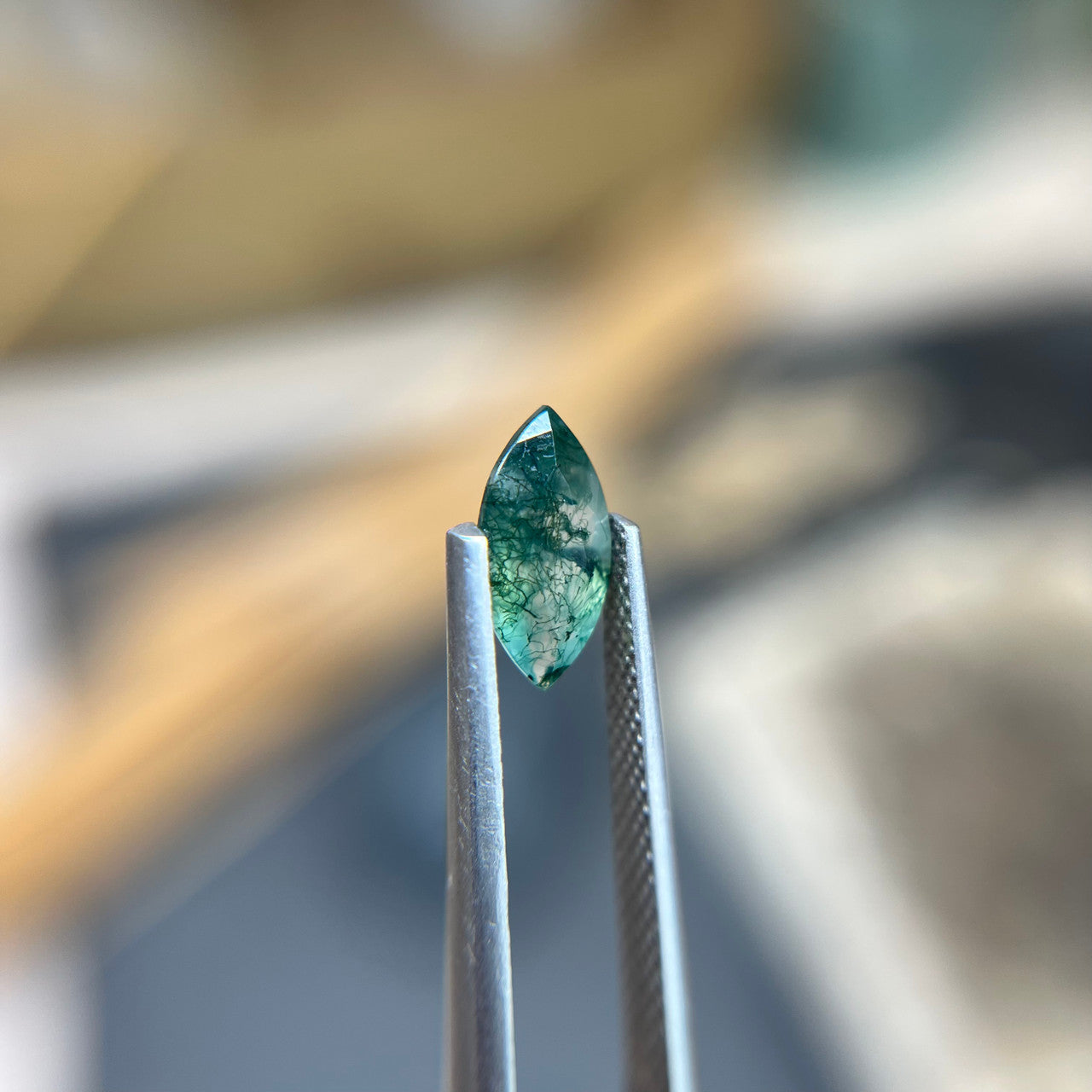 Marquise Cut Moss Agate