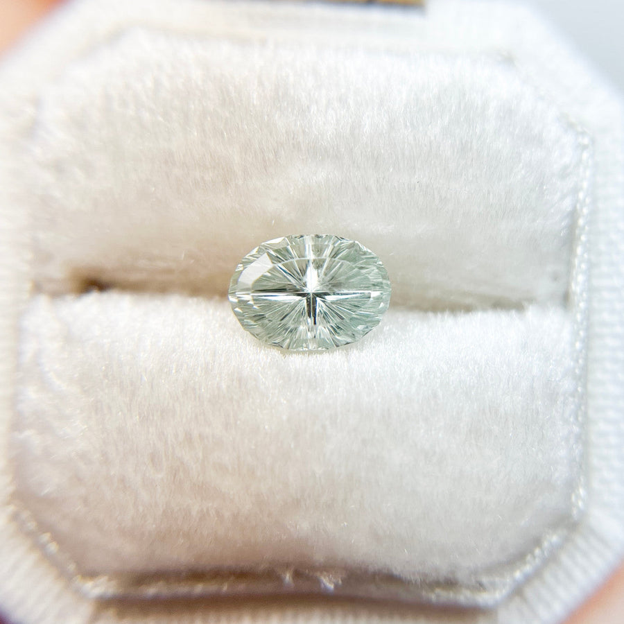 Pale Green Oval Montana Sapphire Starbrite™ Cut by John Dyer