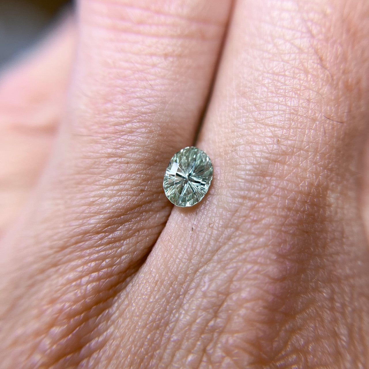 Pale Green Oval Montana Sapphire Starbrite™ Cut by John Dyer