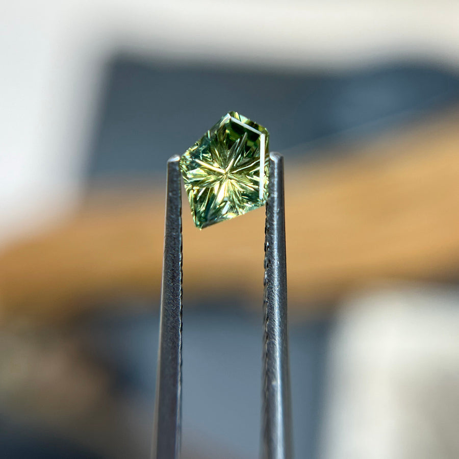 Mint Green Parti Color Australian Sapphire Starbrite™ Cut by John Dyer