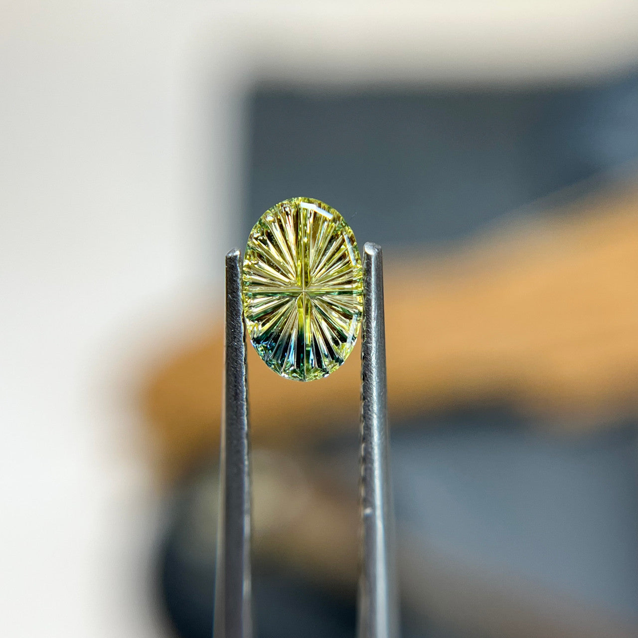 Parti Color Light Teal Lime Sapphire Starbrite™ Cut by John Dyer