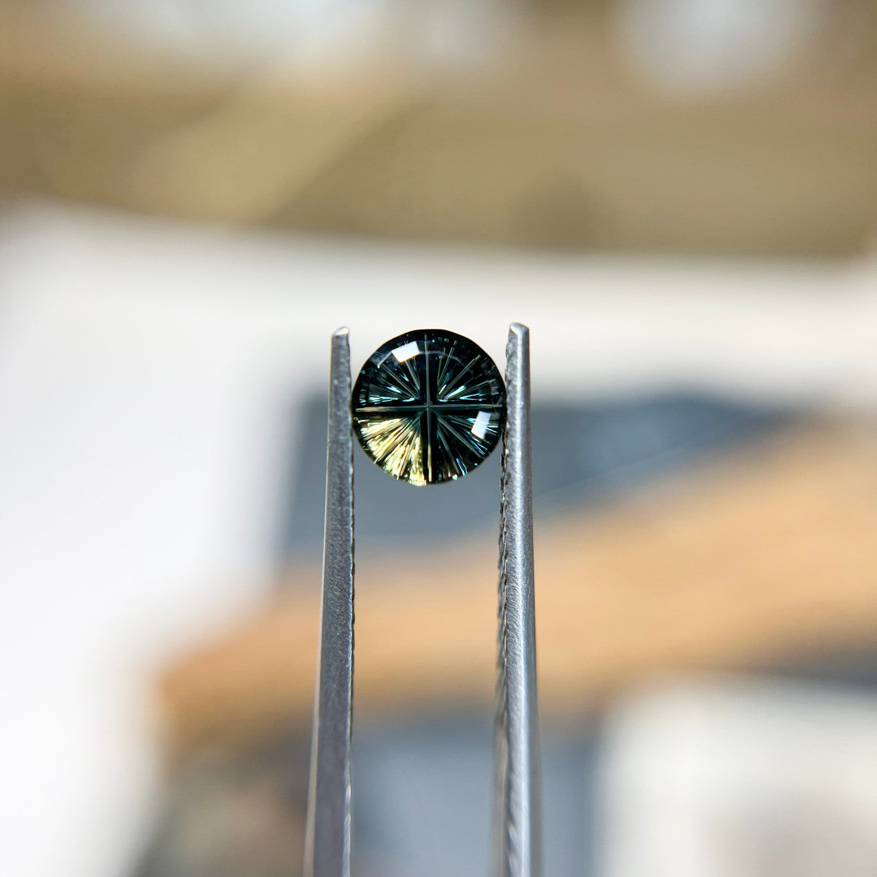 Deep Teal Parti Color Australian Sapphire Starbrite™ Cut by John Dyer