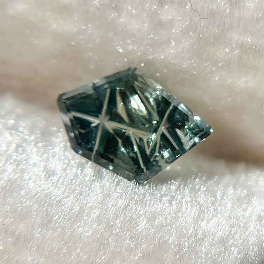 Light Blue Teal Parti Color Sapphire Dreamscape™ Cut by John Dyer