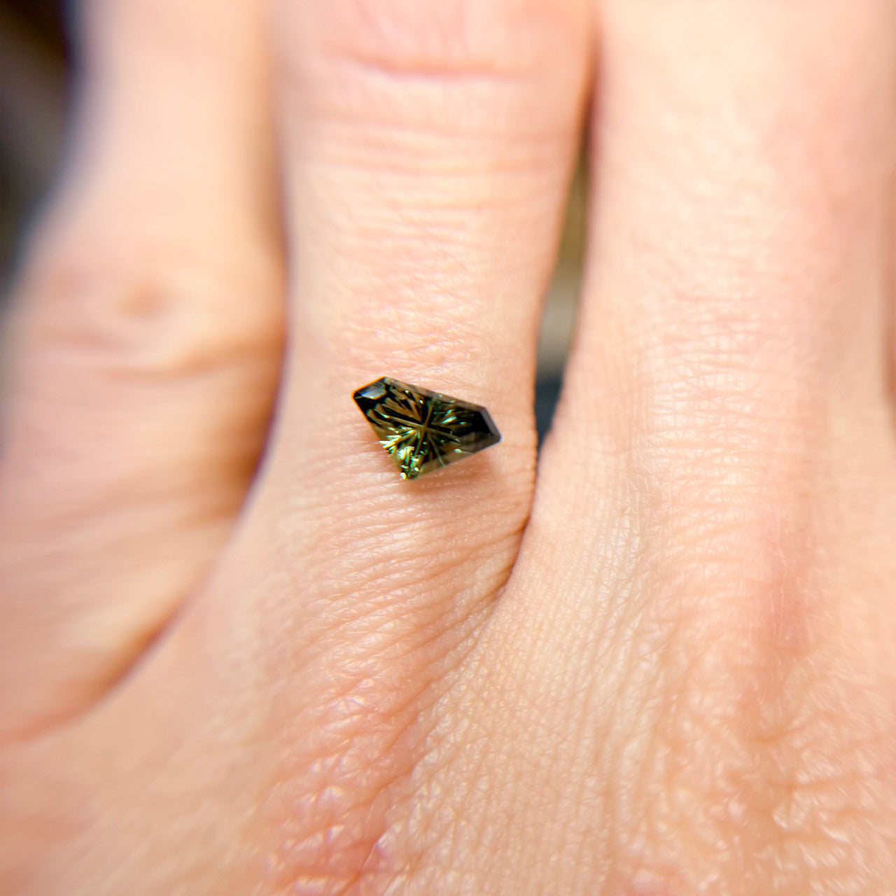 Parti Color Teal Lime Green Sapphire Shield Cut Starbrite™ Cut by John Dyer