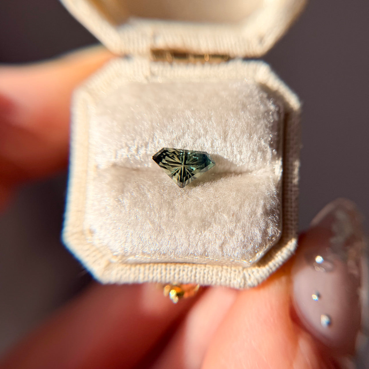 Parti Color Teal Lime Green Sapphire Shield Cut Starbrite™ Cut by John Dyer