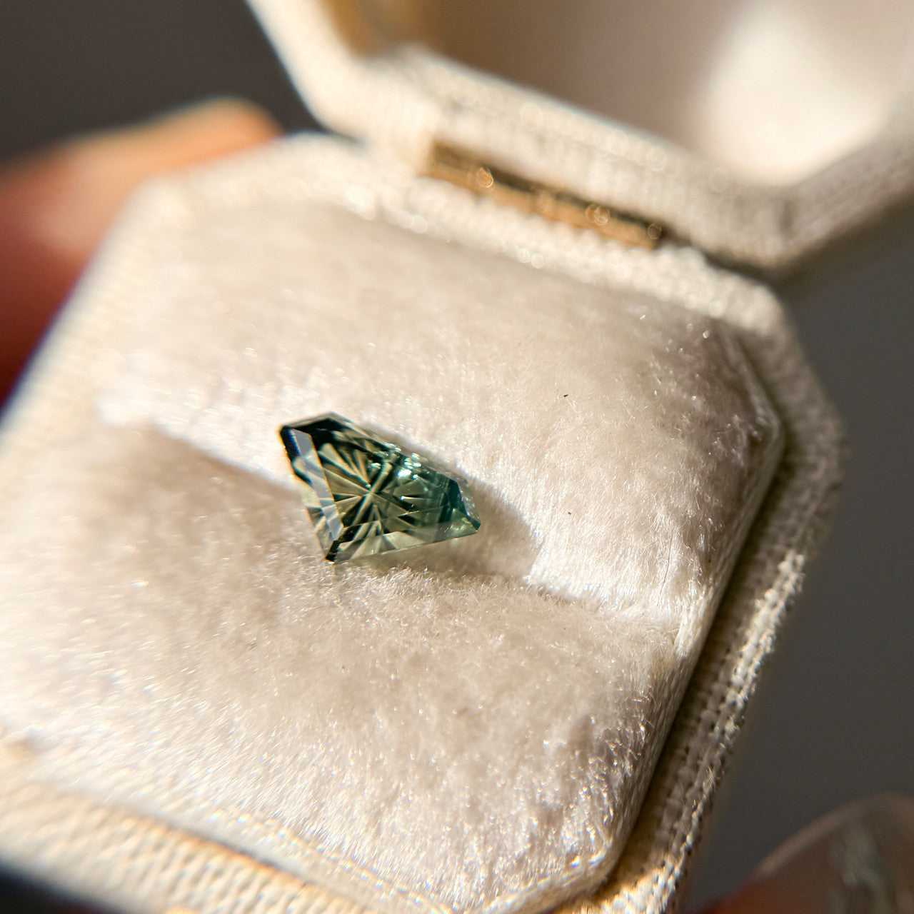 Parti Color Teal Lime Green Sapphire Shield Cut Starbrite™ Cut by John Dyer