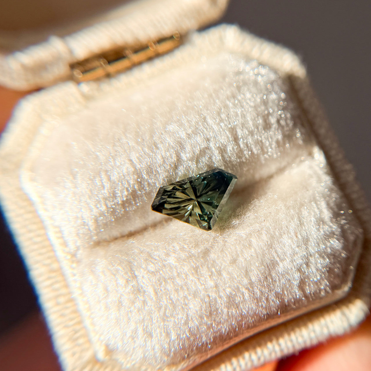 Parti Color Teal Lime Green Sapphire Shield Cut Starbrite™ Cut by John Dyer
