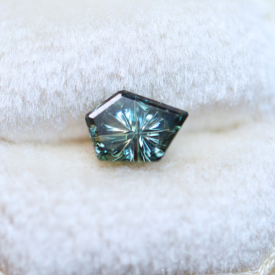 Green Blue Parti Color Australian Freeform Sapphire StarBrite™ Cut by John Dyer
