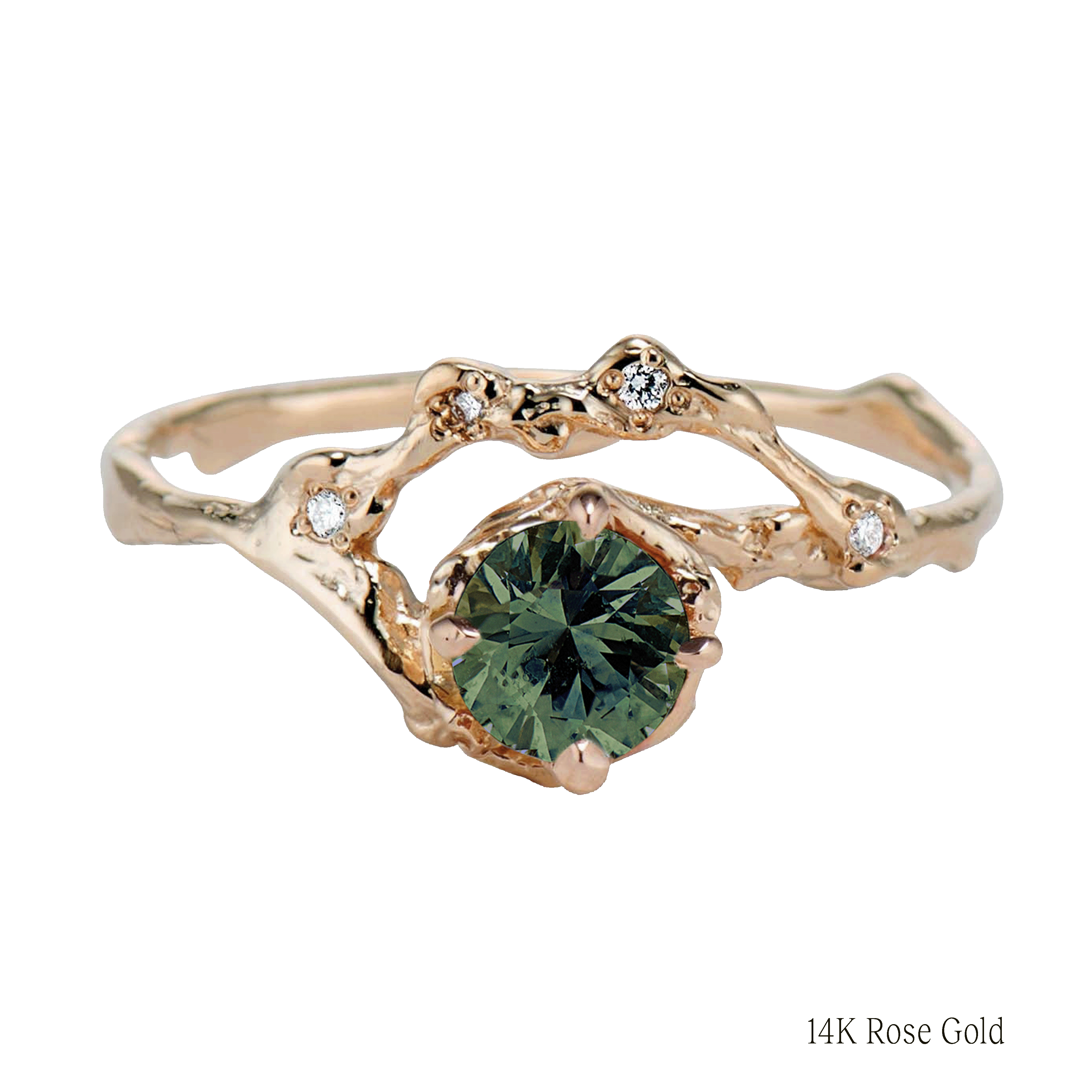 Demi Naples Half Halo w/Green Sapphire